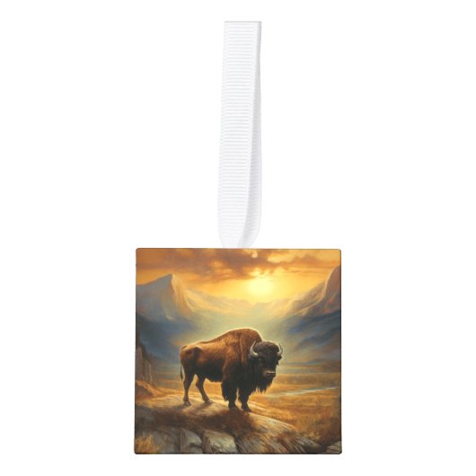 Buffalo Bison Sunset Silhouet Decoratie (Voorkant)