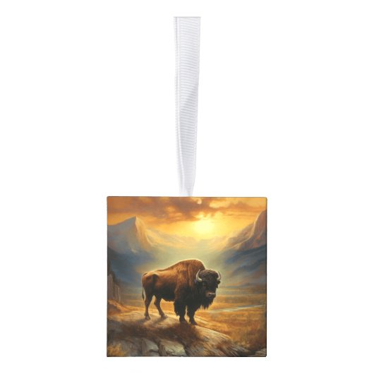 Buffalo Bison Sunset Silhouet Decoratie (Rechts)