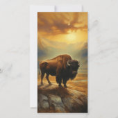 Buffalo Bison Sunset Silhouet Feestdagenkaart (Voorkant)