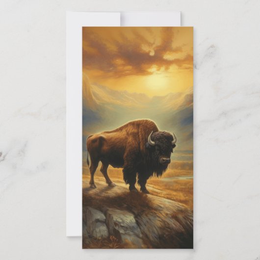 Buffalo Bison Sunset Silhouet Feestdagenkaart (Voorkant)