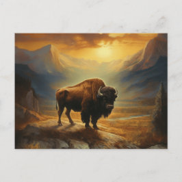 Buffalo Bison Sunset Silhouet Feestdagenkaart