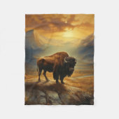 Buffalo Bison Sunset Silhouet Fleece Deken (Voorkant)