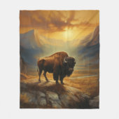 Buffalo Bison Sunset Silhouet Fleece Deken (Voorkant)