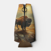 Buffalo Bison Sunset Silhouet Flesjeskoeler (Achterkant)