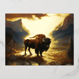Buffalo Bison Sunset Silhouet Folie Feestdagen Briefkaart