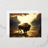 Buffalo Bison Sunset Silhouet Folie Feestdagen Briefkaart (Voorkant / Achterkant)