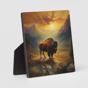 Buffalo Bison Sunset Silhouet Fotoplaat