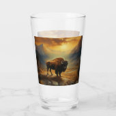 Buffalo Bison Sunset Silhouet Glas (Achterkant)