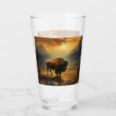 Buffalo Bison Sunset Silhouet Glas (Voorkant)