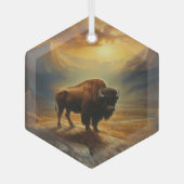 Buffalo Bison Sunset Silhouet Glas Ornament (Voorkant)