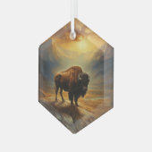 Buffalo Bison Sunset Silhouet Glas Ornament (Voorkant links)