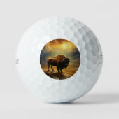 Buffalo Bison Sunset Silhouet Golfballen (Voorkant)