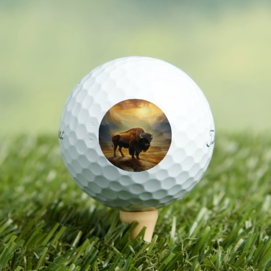 Buffalo Bison Sunset Silhouet Golfballen (Insitu Shirt)