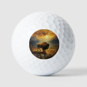 Buffalo Bison Sunset Silhouet Golfballen (Voorkant)