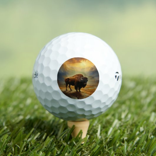 Buffalo Bison Sunset Silhouet Golfballen (Insitu Shirt)