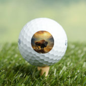 Buffalo Bison Sunset Silhouet Golfballen (Insitu Shirt)