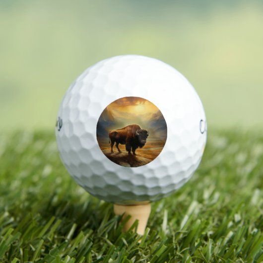 Buffalo Bison Sunset Silhouet Golfballen (Insitu Shirt)