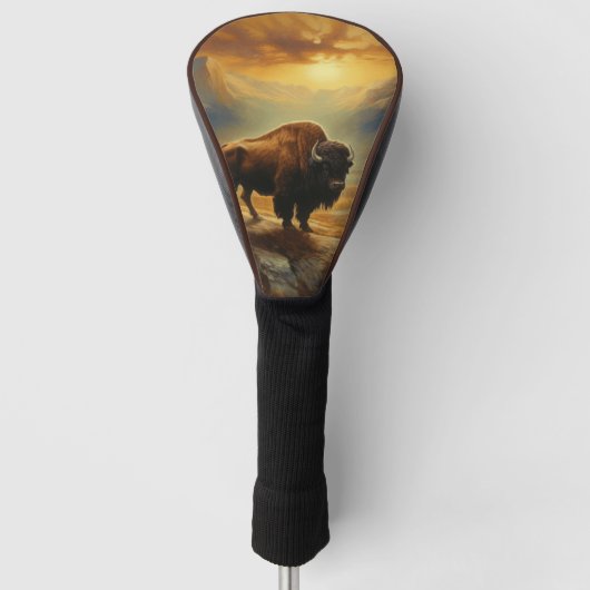 Buffalo Bison Sunset Silhouet Golfheadcover (Voorkant)