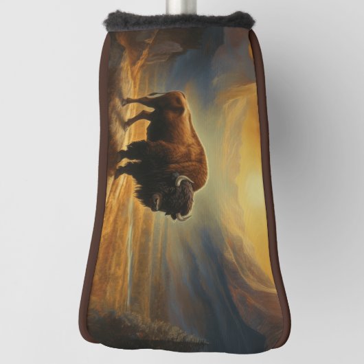Buffalo Bison Sunset Silhouet Golfheadcover (Draai 90)