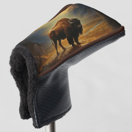 Buffalo Bison Sunset Silhouet Golfheadcover (3/4 voorkant)