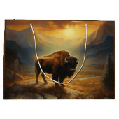 Buffalo Bison Sunset Silhouet Groot Cadeauzakje (Achterkant)