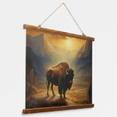 Buffalo Bison Sunset Silhouet Hangend Wandkleed (Gebogen)