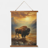Buffalo Bison Sunset Silhouet Hangend Wandkleed (Voorkant)