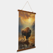 Buffalo Bison Sunset Silhouet Hangend Wandkleed (Gebogen)