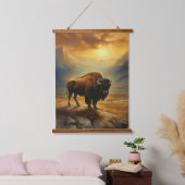 Buffalo Bison Sunset Silhouet Hangend Wandkleed (Slaapkamer)