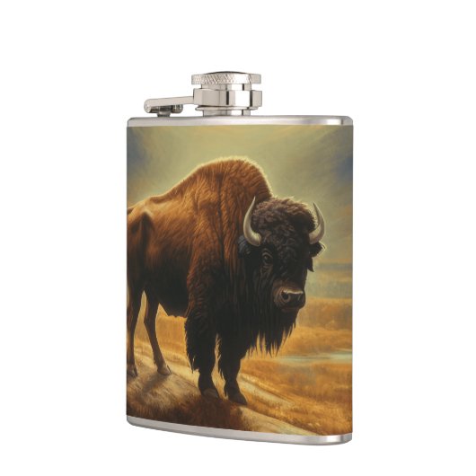 Buffalo Bison Sunset Silhouet Heupfles (Links)