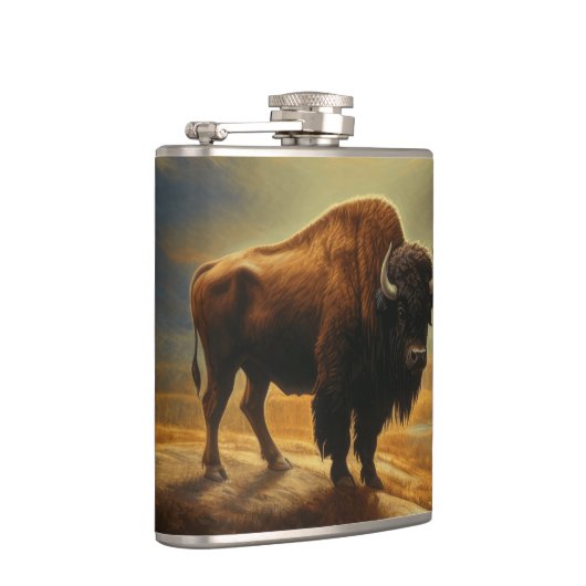 Buffalo Bison Sunset Silhouet Heupfles (Rechts)