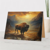 Buffalo Bison Sunset Silhouet Kaart (Voorkant)