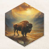 Buffalo Bison Sunset Silhouet Kartonnen Onderzetters (Voorkant)
