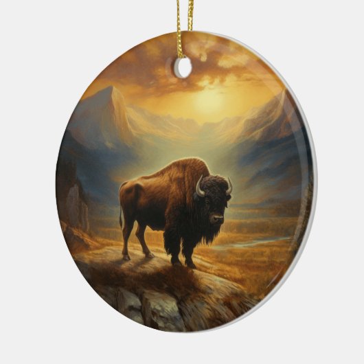 Buffalo Bison Sunset Silhouet Keramisch Ornament (Links)