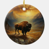 Buffalo Bison Sunset Silhouet Keramisch Ornament (Achterkant)