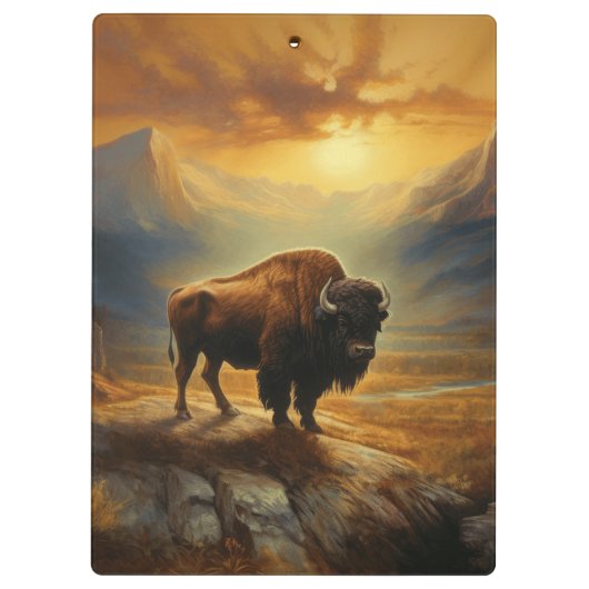 Buffalo Bison Sunset Silhouet Klembord (Achterkant)