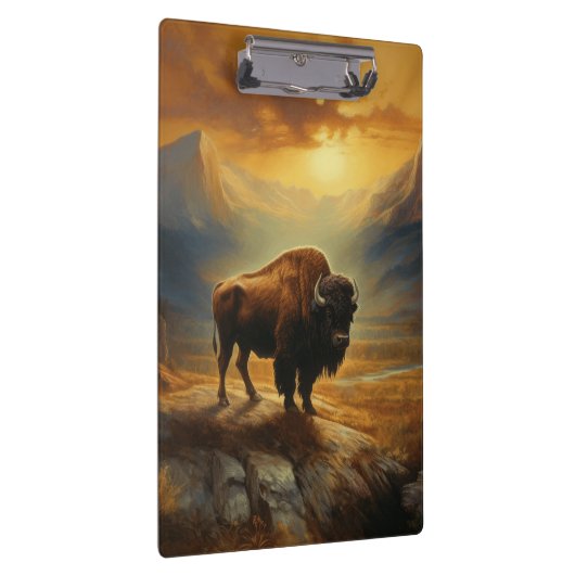 Buffalo Bison Sunset Silhouet Klembord (Rechts)