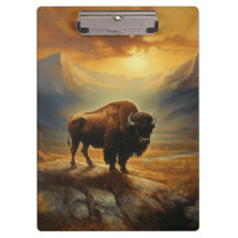 Buffalo Bison Sunset Silhouet