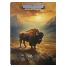 Buffalo Bison Sunset Silhouet Klembord
