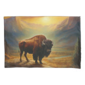 Buffalo Bison Sunset Silhouet Kussensloop (Voorkant)