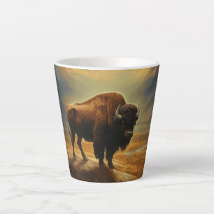 Buffalo Bison Sunset Silhouet Latte Mok