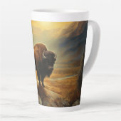 Buffalo Bison Sunset Silhouet Latte Mok (Rechterhoek)