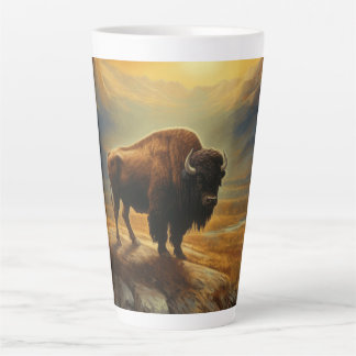 Buffalo Bison Sunset Silhouet Latte Mok