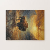 Buffalo Bison Sunset Silhouet Legpuzzel (Horizontaal)