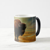 Buffalo Bison Sunset Silhouet Magische Mok (Voorkant rechts)
