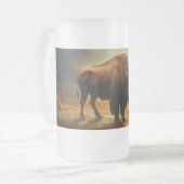 Buffalo Bison Sunset Silhouet Matglas Bierpul (Voorkant links)