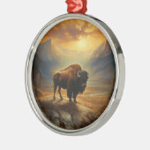 Buffalo Bison Sunset Silhouet Metalen Ornament (Links)
