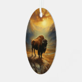 Buffalo Bison Sunset Silhouet Metalen Ornament (Voorkant links)