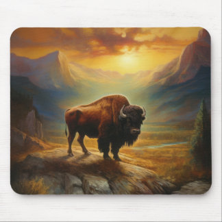 Buffalo Bison Sunset Silhouet Muismat
