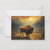 Buffalo Bison Sunset Silhouet Notitiekaartje (Voorkant)